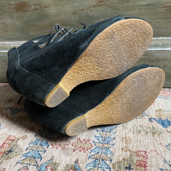 FASHIONTOAST RUMI NEELY NINE WEST SUEDE LEATHER GLADIATOR LACE UP WEDGES 8 Y2K - Picture 6 of 9